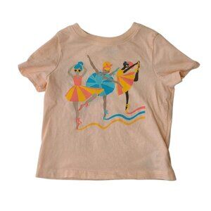 Old Navy Toddler Girls Peach Short Sleeve Graphic Tee 12-18M Ballet Dancers